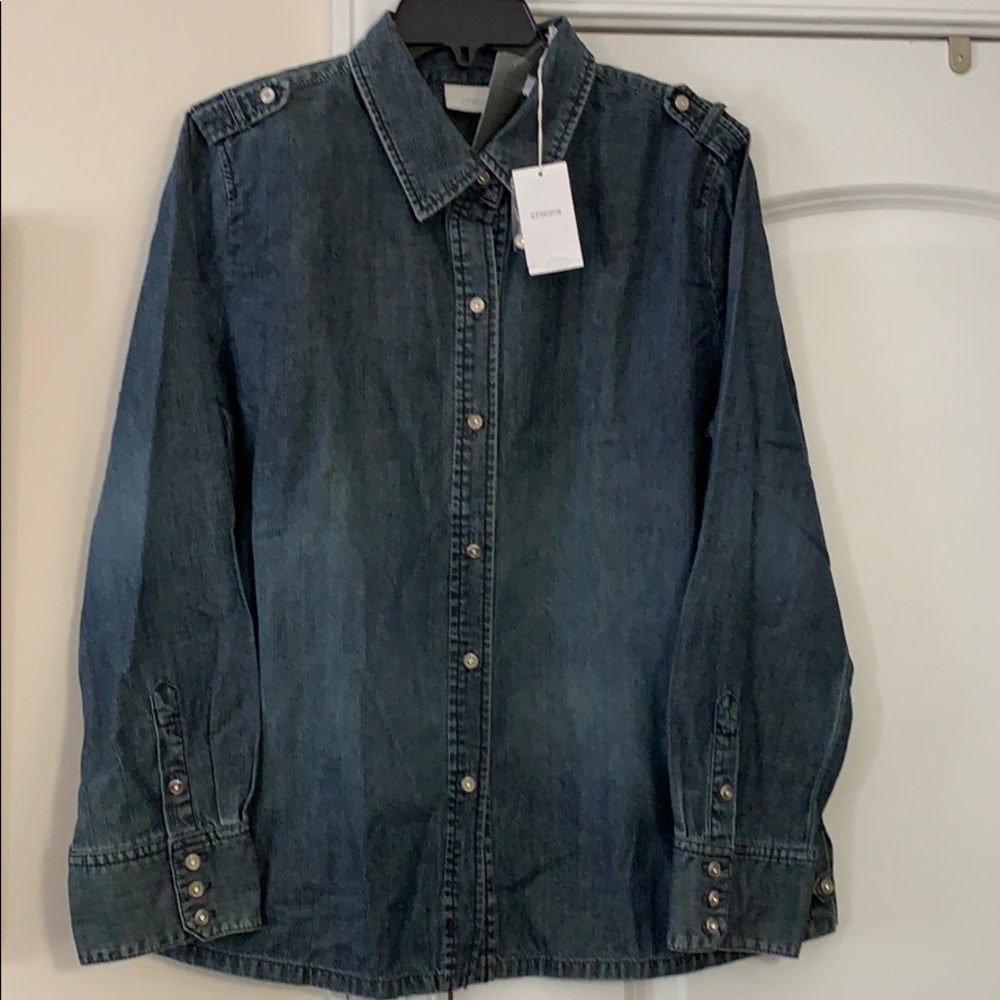 NWT Rhinestone Denim button up
